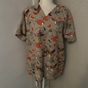 UA Uniform Advantage "A Time for Giving Thanks" Scrubs Medical Peds Pediatrician